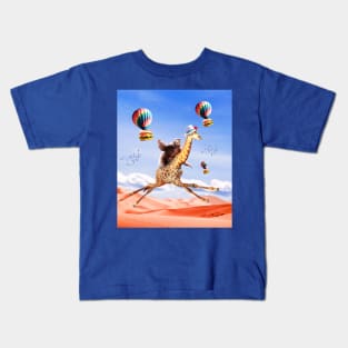 Cute Sloth Giraffe - Sloth Riding Flying Giraffe Kids T-Shirt